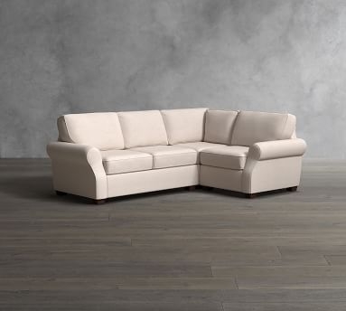 SoMa Fremont Roll Arm Upholstered Left Arm 3-Piece Corner Sectional, Polyester Wrapped Cushions, Performance Chateau Basketweave Ivory - Image 1