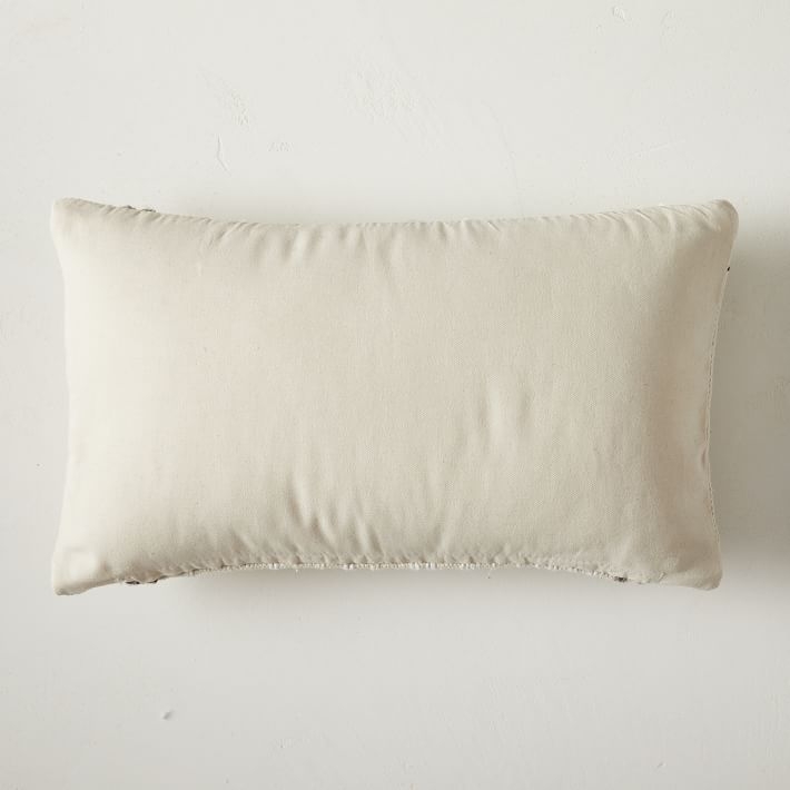 Mixed Border Stripe Lumbar Pillow Cover, 12"x21", White - Image 1