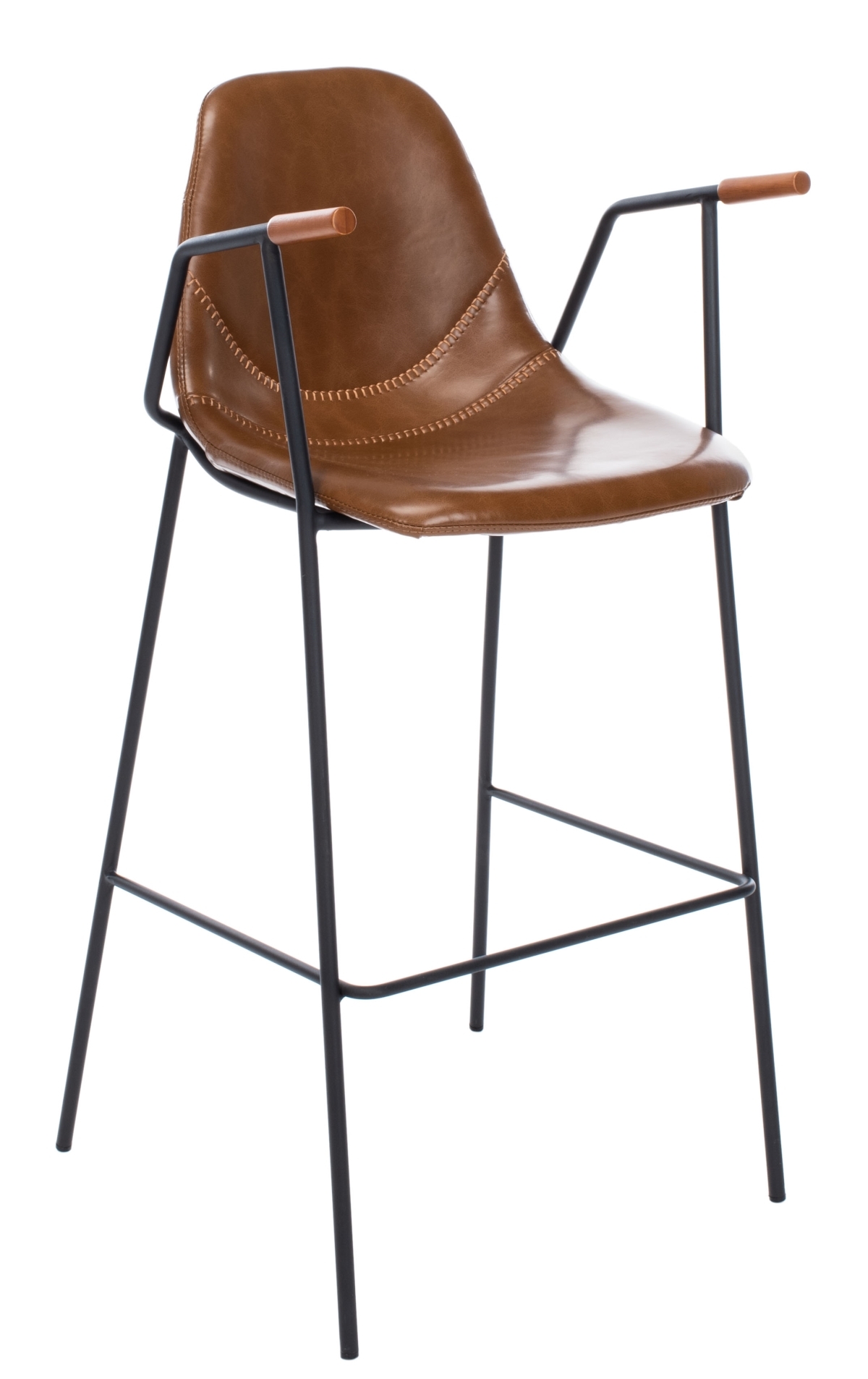 Tanner Mid Century Barstool - Cognac / Black - Safavieh - Image 4
