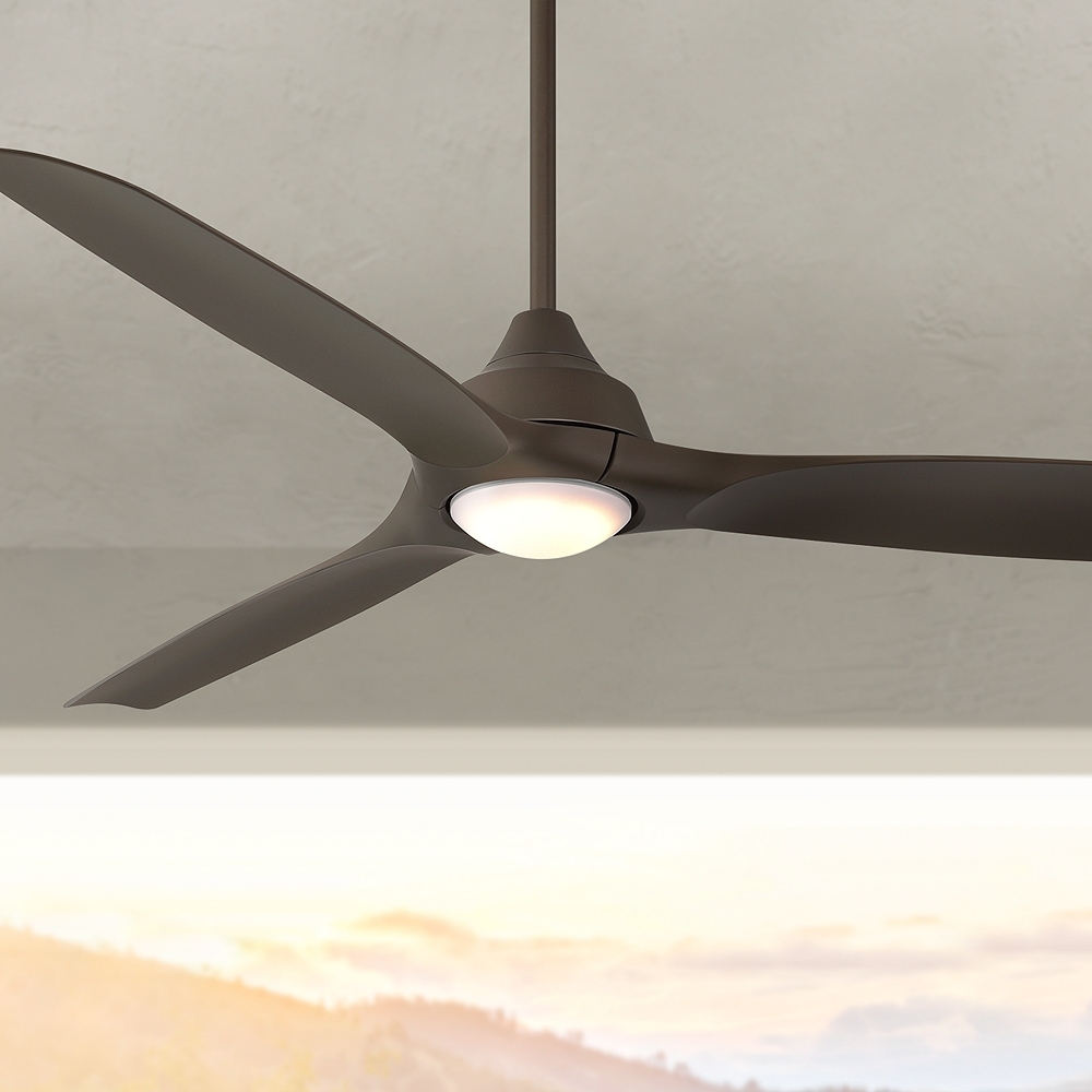 54" Casa Vieja Hermosa Wind Emperial Bronze LED Damp Ceiling Fan - Image 0