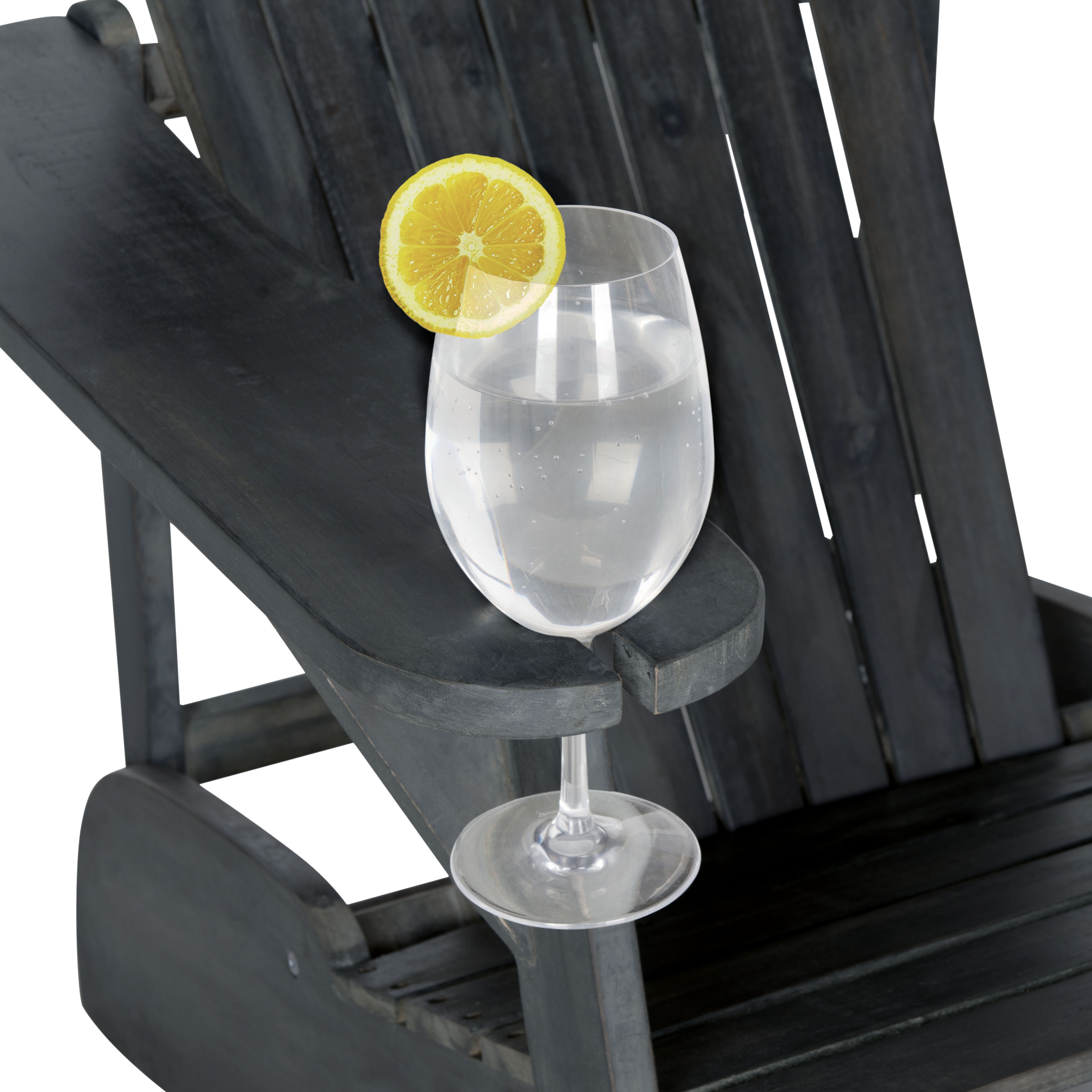 Vista Wine Glass Holder Adirondack Chair - Dark Slate Grey - Safavieh - Image 3