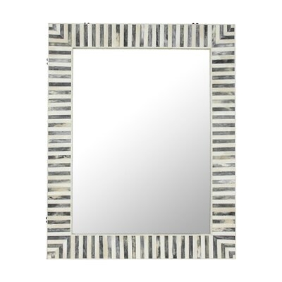 Evangeline Bone Framed Wall Mounted Accent Mirror in White - Image 0