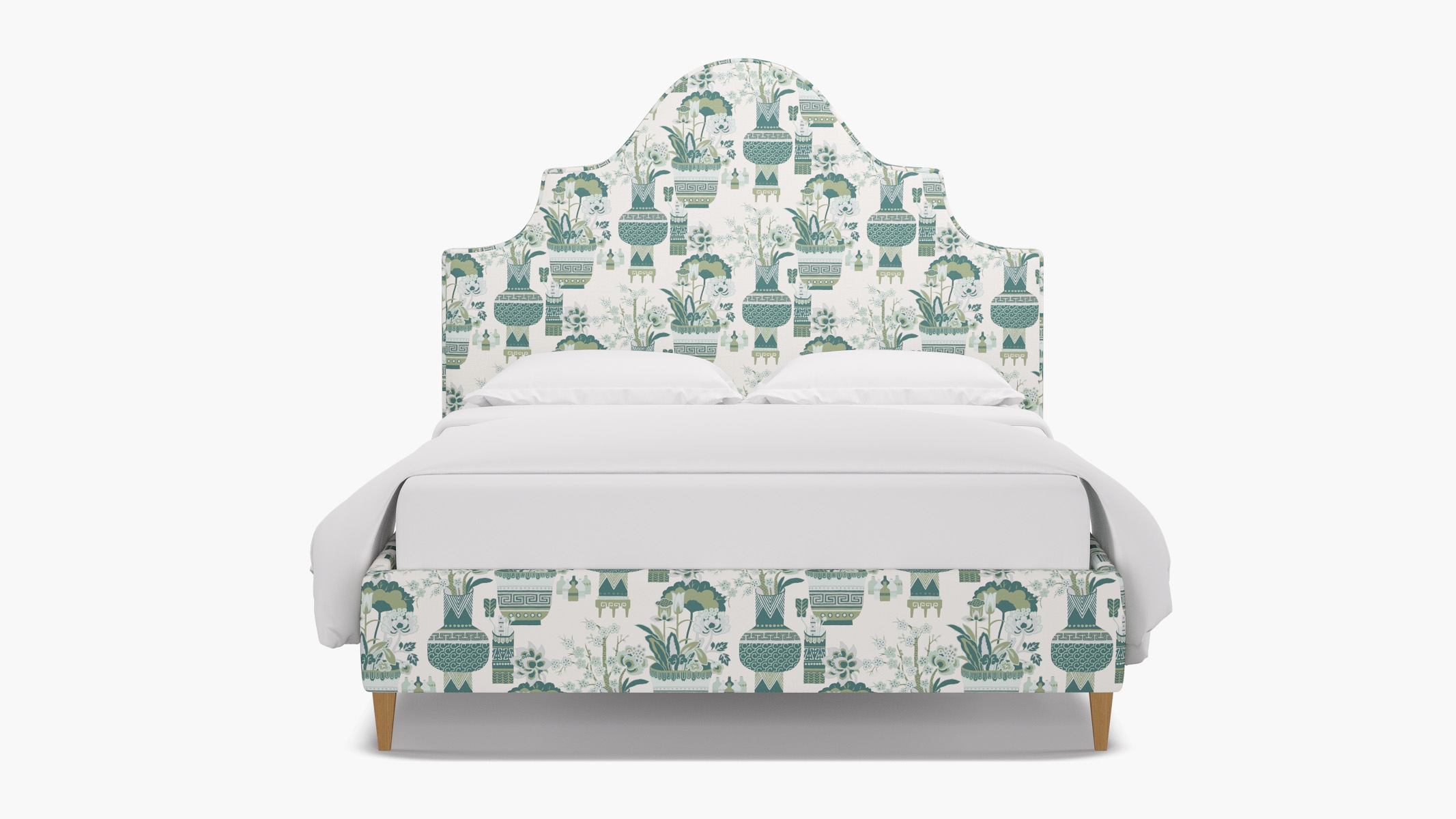 Statement Bed, Pistachio Kan-Shie, Natural Square Tapered Leg, Twin - Image 0
