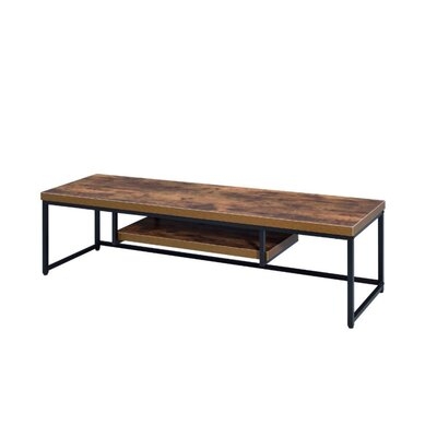 Modern Contemporary Office Home TV Stand 59" Wide Oak And Black Finish - Image 0
