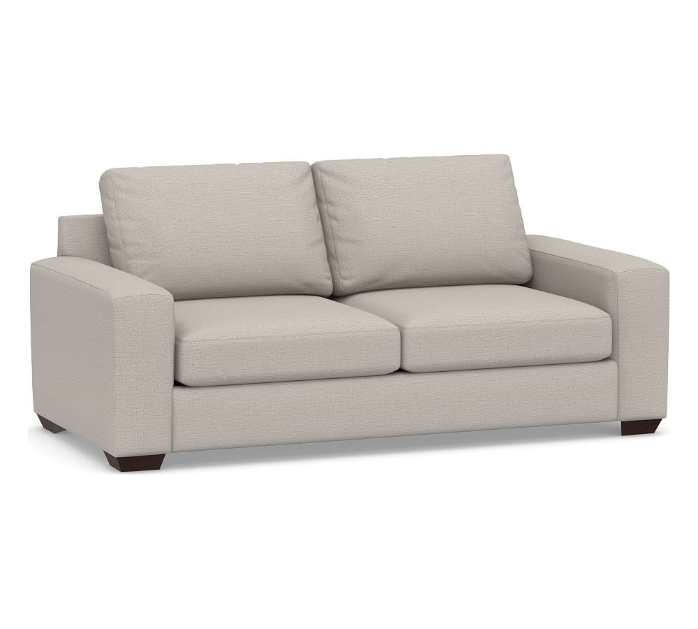 Big Sur Square Arm Upholstered Sofa, Down Blend Wrapped Cushions, Chunky Basketweave Stone - Image 0