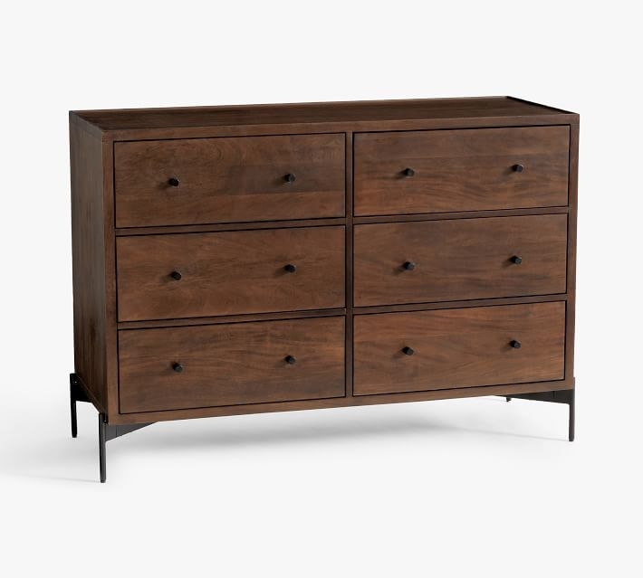 Warren 6-Drawer Wide Dresser, Walnut & Bronze - Image 5