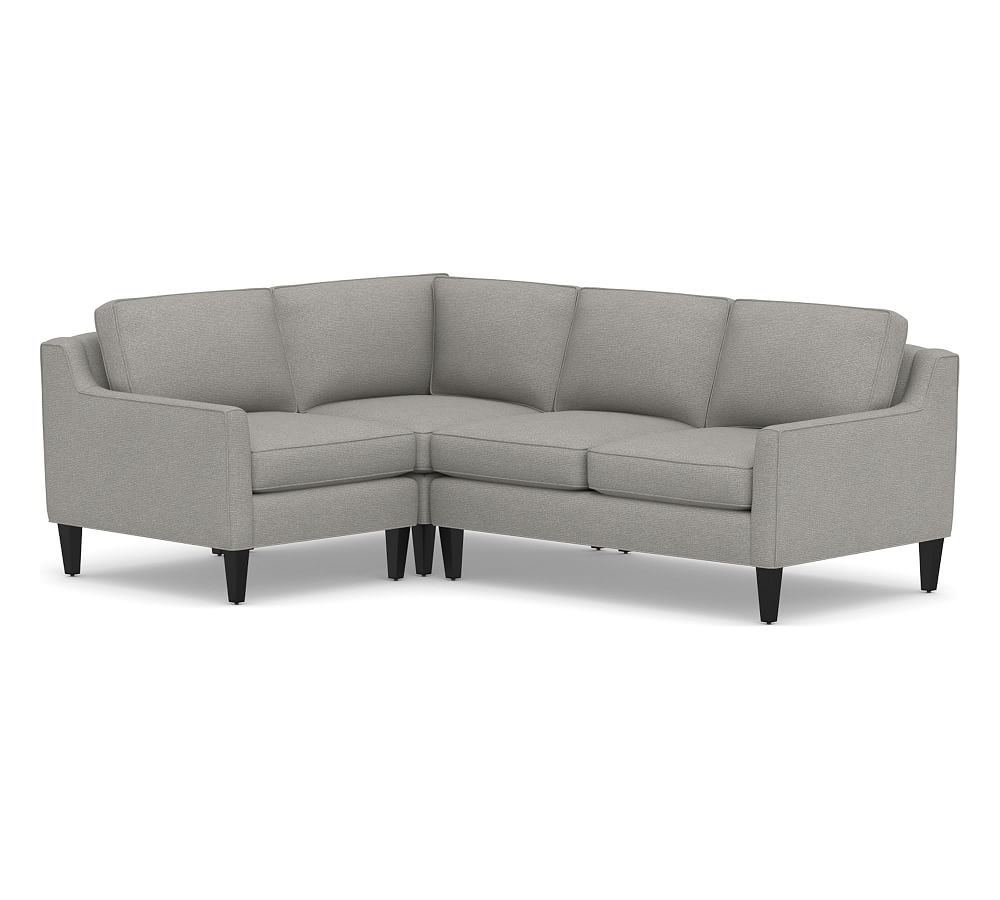 Beverly Upholstered Right Arm 3-Piece Corner Sectional, Polyester Wrapped Cushions, Performance Heathered Basketweave Platinum - Image 0