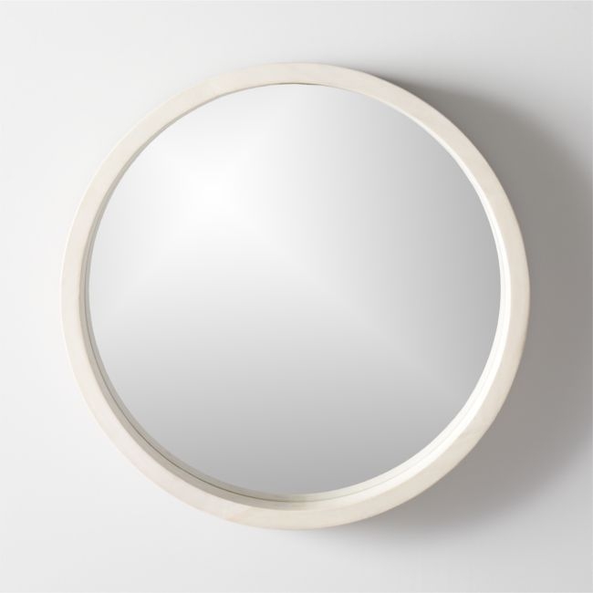 Acacia White Wash Round Mirror 24" - Image 0