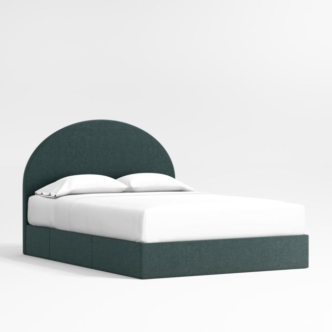 Emma Jungle Green Upholstered Arched Kids Full Storage Bed - Image 0