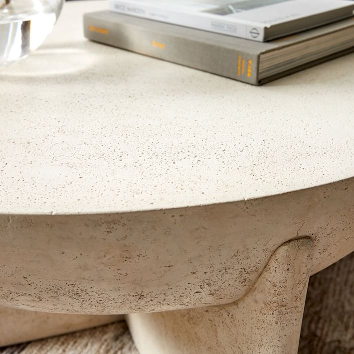 Monti Collection White Lava Stone 30" Round Coffee Table - Image 1