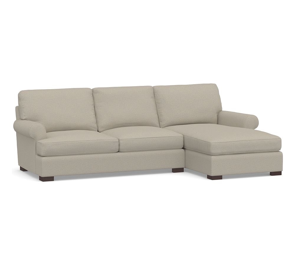 Townsend Roll Arm Upholstered Left Arm Sofa with Chaise Sectional, Polyester Wrapped Cushions, Performance Boucle Fog - Image 0