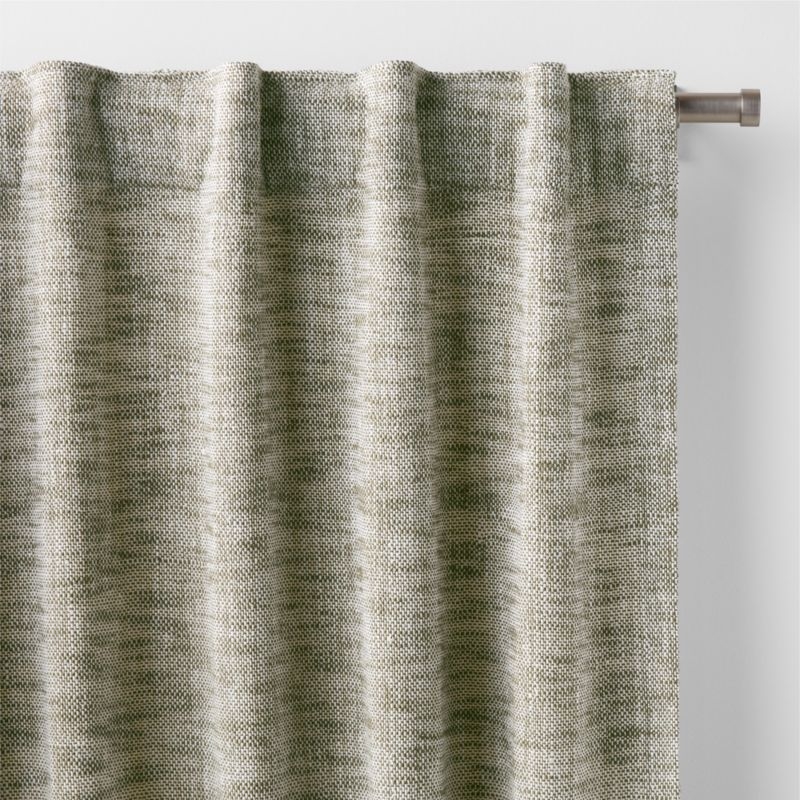 EUROPEAN FLAX ™-Certified Textured Linen Burnt Green Blackout Window Curtain Panel 48"x120" - Image 2