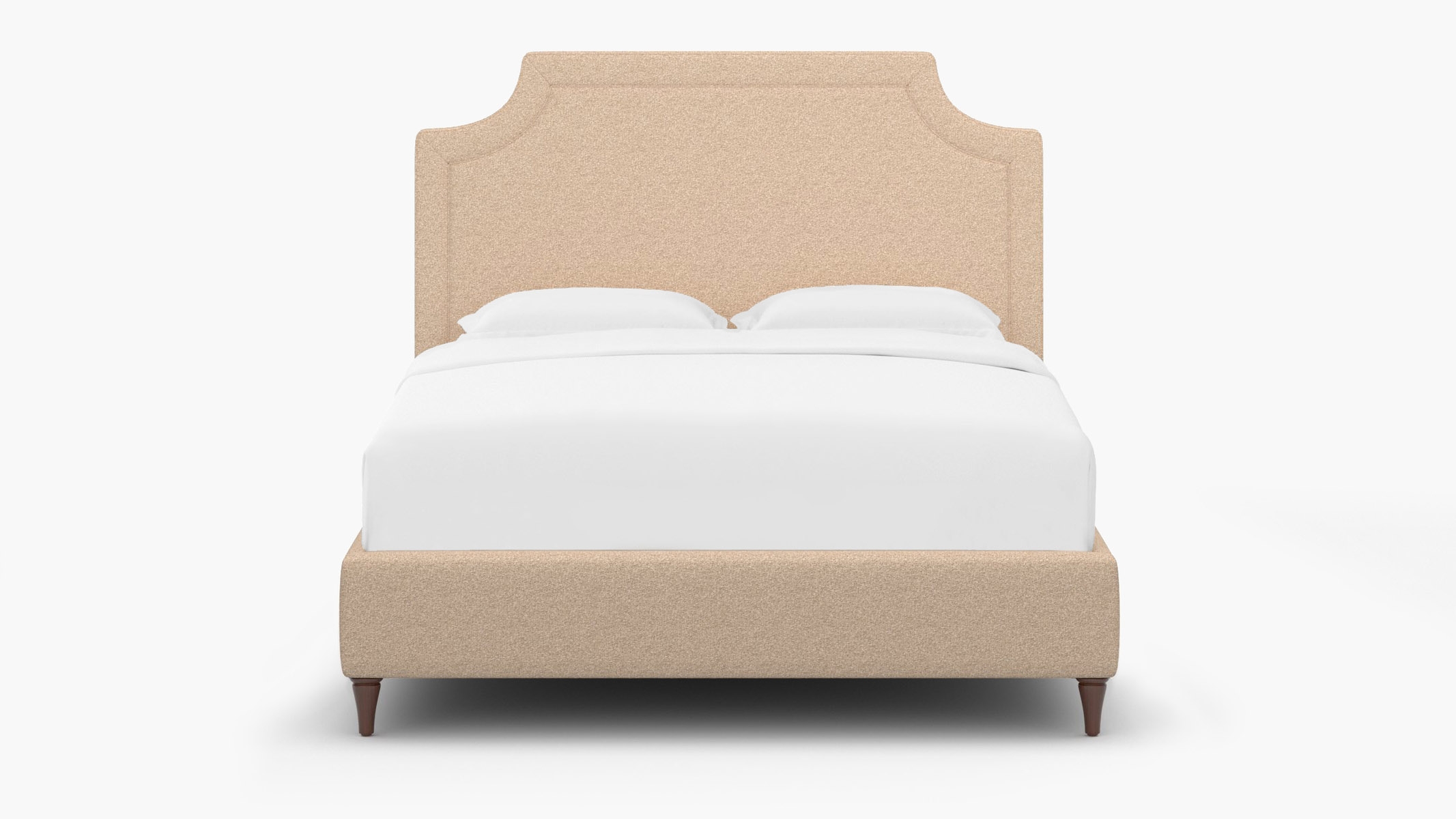 Deco Bed, Buff Boucle, Walnut Decorative Tapered Leg, Twin - Image 0