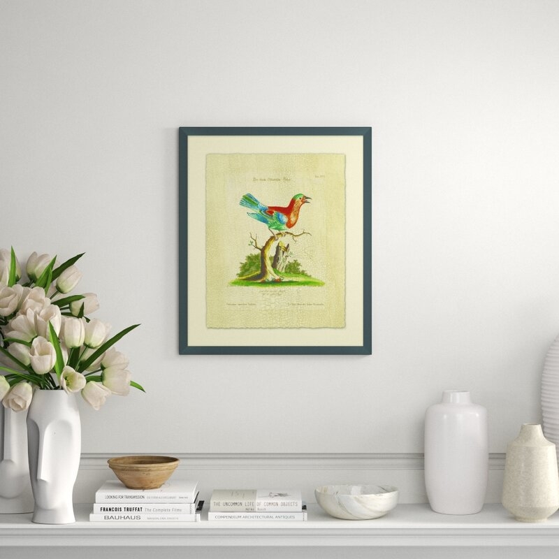 Wendover Art Group Perched Blue Bird 1 Framed Drawing Print - Image 0