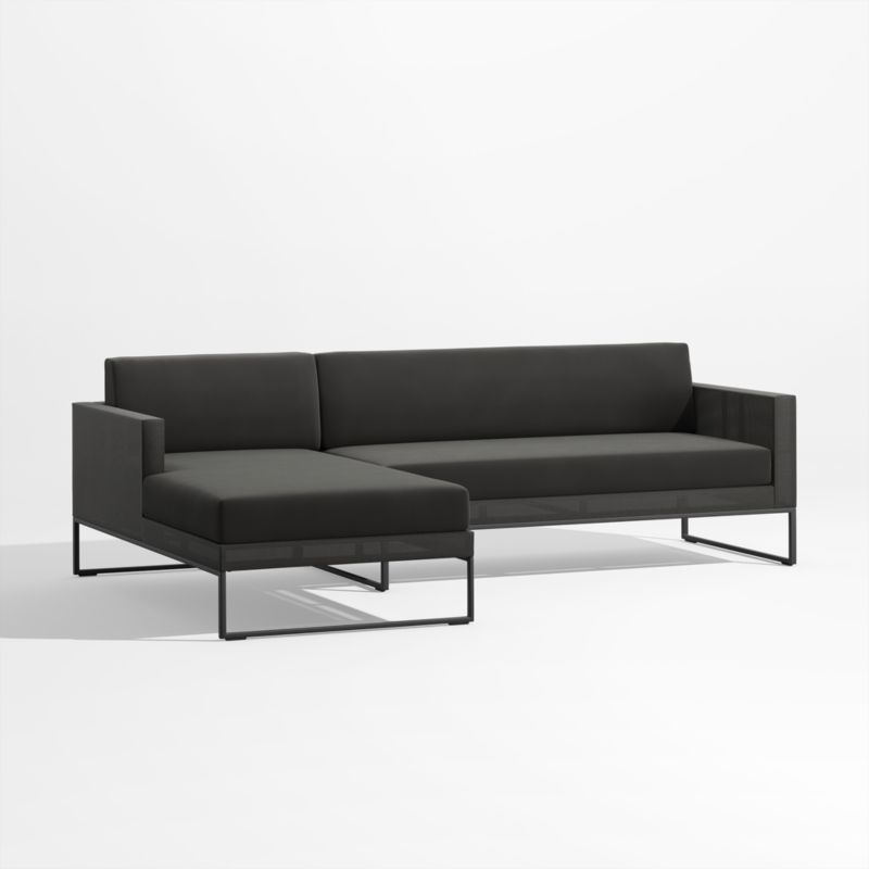 Dune 2-Piece Black Outdoor Sectional Sofa with Left-Arm Chaise - Image 1