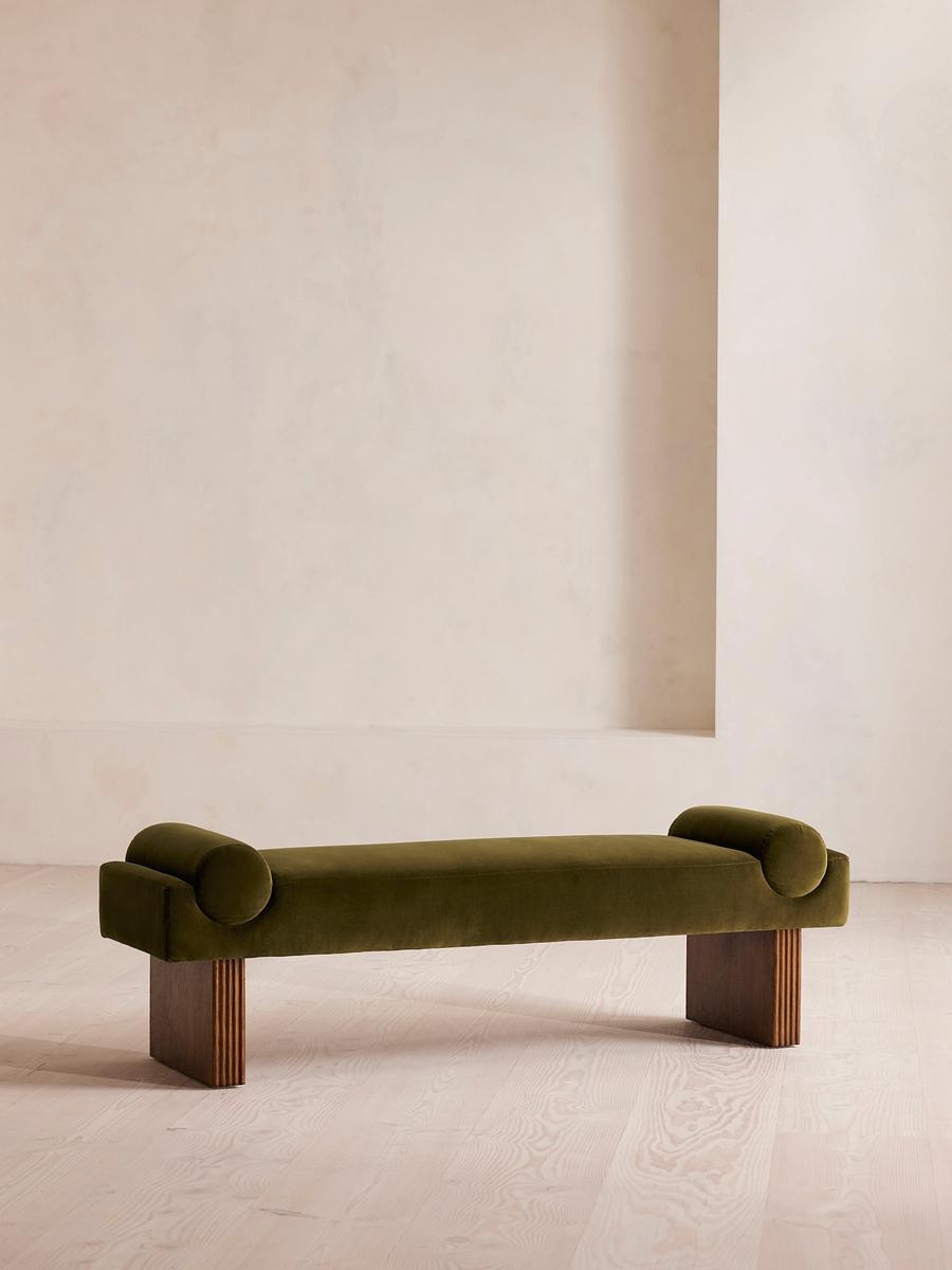 Esther Bench, Velvet, Olive, US - Image 0