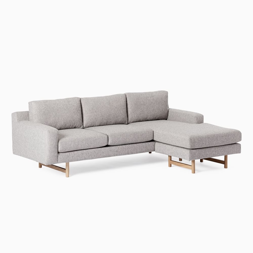 Eddy 90" Reversible Sectional, Deco Weave, Pearl Gray, Almond - Image 1