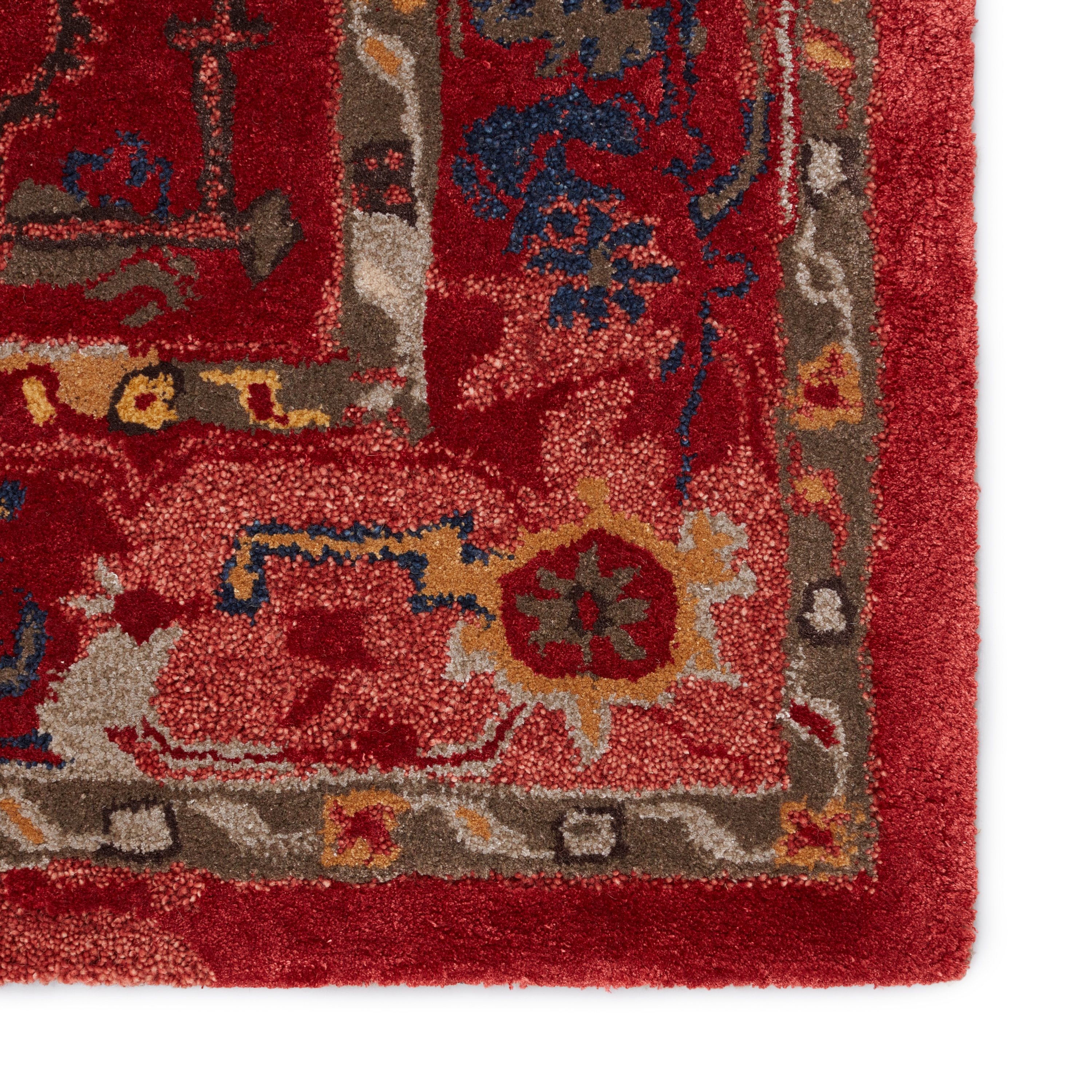 Lilith Handmade Medallion Red/ Aqua Area Rug (5'X8') - Image 3