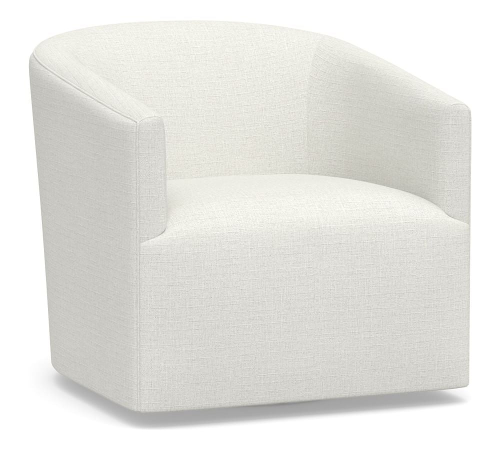 Baldwin Upholstered Swivel Armchair, Polyester Wrapped Cushions, Basketweave Slub Ivory - Image 0