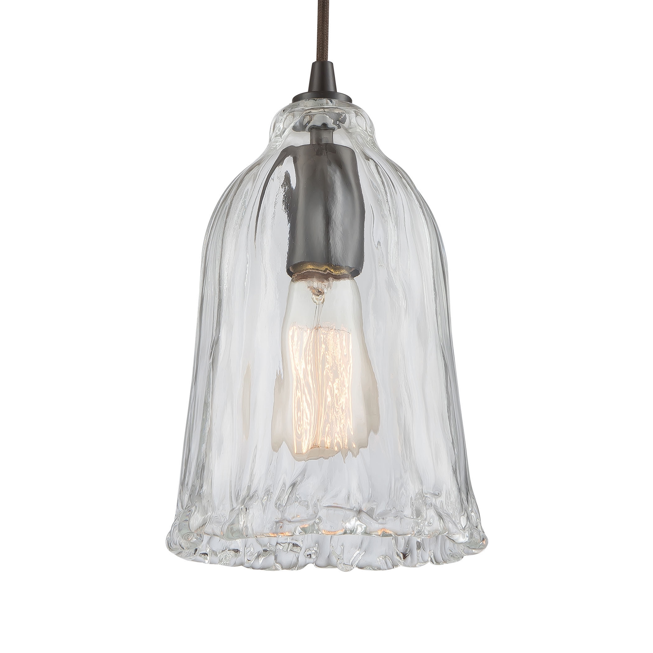 Hand Formed Glass 6'' Wide 1-Light Mini Pendant - Oil Rubbed Bronze - Image 3
