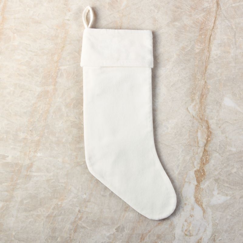 Flake White Velvet Christmas Stocking - Image 1