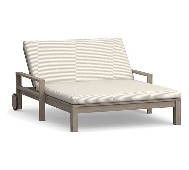 Indio Double Chaise Lounge Cushion, Sunbrella(R) Stripe; Bungalow Flax - Image 0