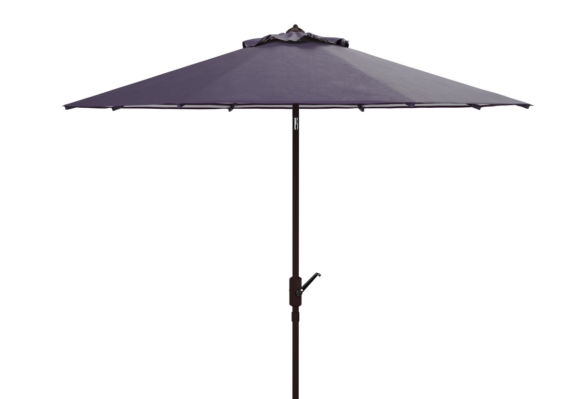 Athens 11Ft Crank Umbrella - Navy/White - Safavieh - Image 0