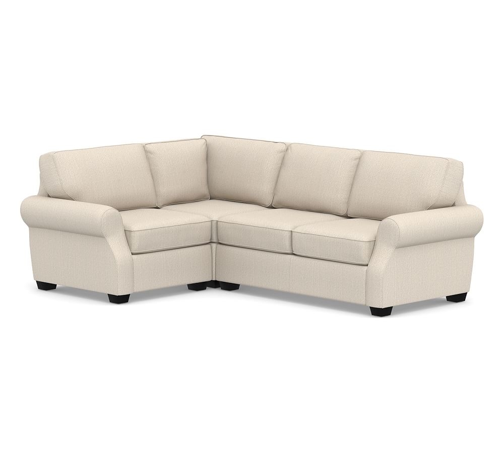 SoMa Fremont Roll Arm Upholstered Right Arm 3-Piece Corner Sectional, Polyester Wrapped Cushions, Sunbrella(R) Performance Herringbone Oatmeal - Image 0