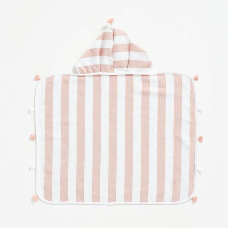 Pink Striped with Tassles Organic Baby Hooded Towel - Image 4
