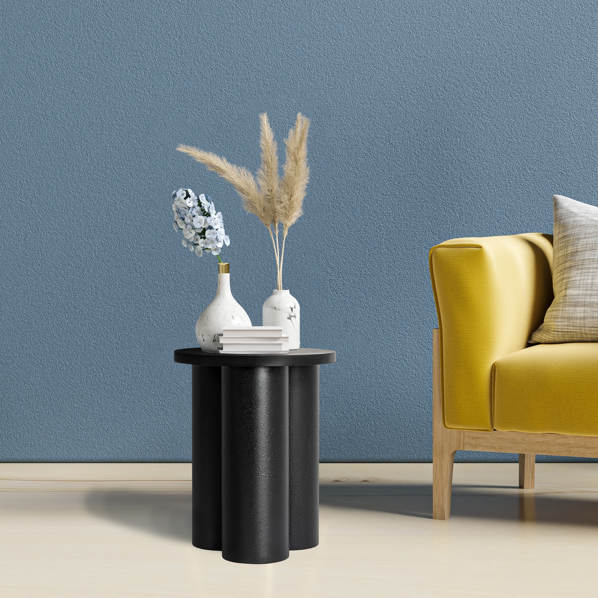 Round 3-Column End Table, Black - Image 0