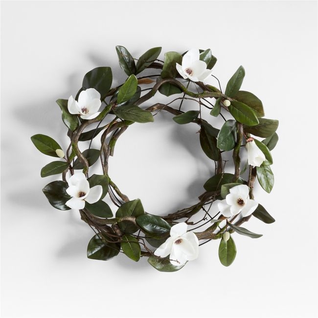 Faux Magnolia Flower Wreath 28" - Image 0