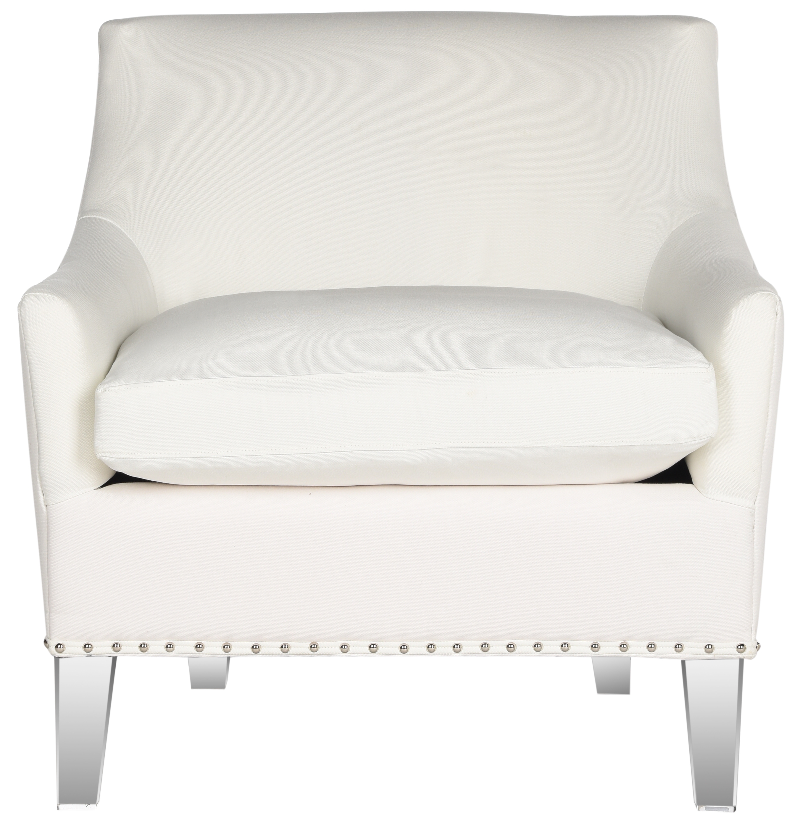 Hollywood Glam Tufted Acrylic White Club Chair W/ Silver Nail Heads - White/Clear - Arlo Home - Image 0