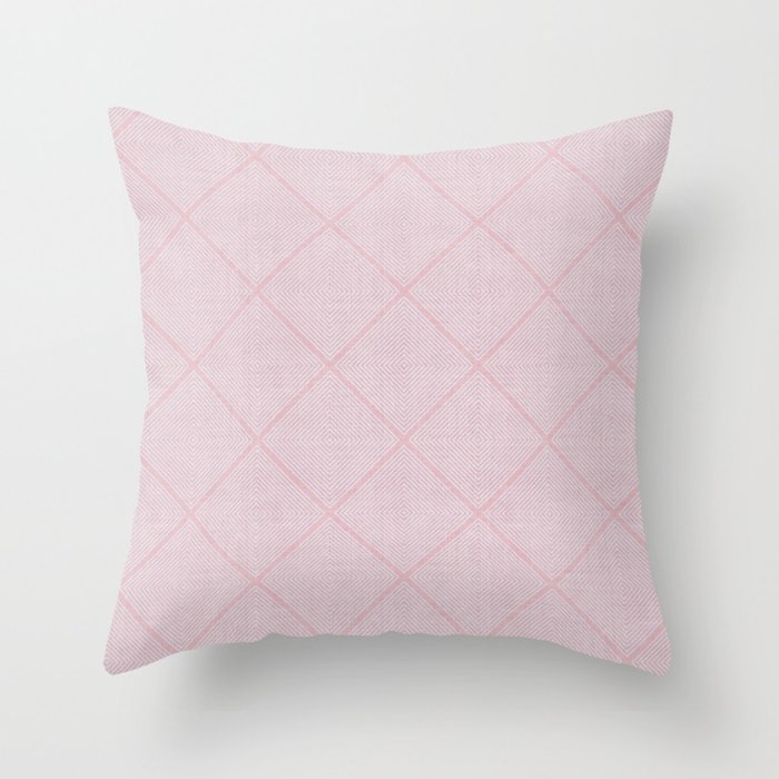 Stitched Diamond Geo In Pink Throw Pillow by House Of Haha - Cover (16" x 16") With Pillow Insert - Outdoor Pillow - Image 0
