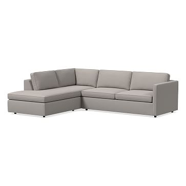 Harris Sectional Set 12: RA 75" Sofa, LA Terminal Chaise, Poly , Performance Velvet, Silver, Concealed Supports - Image 0
