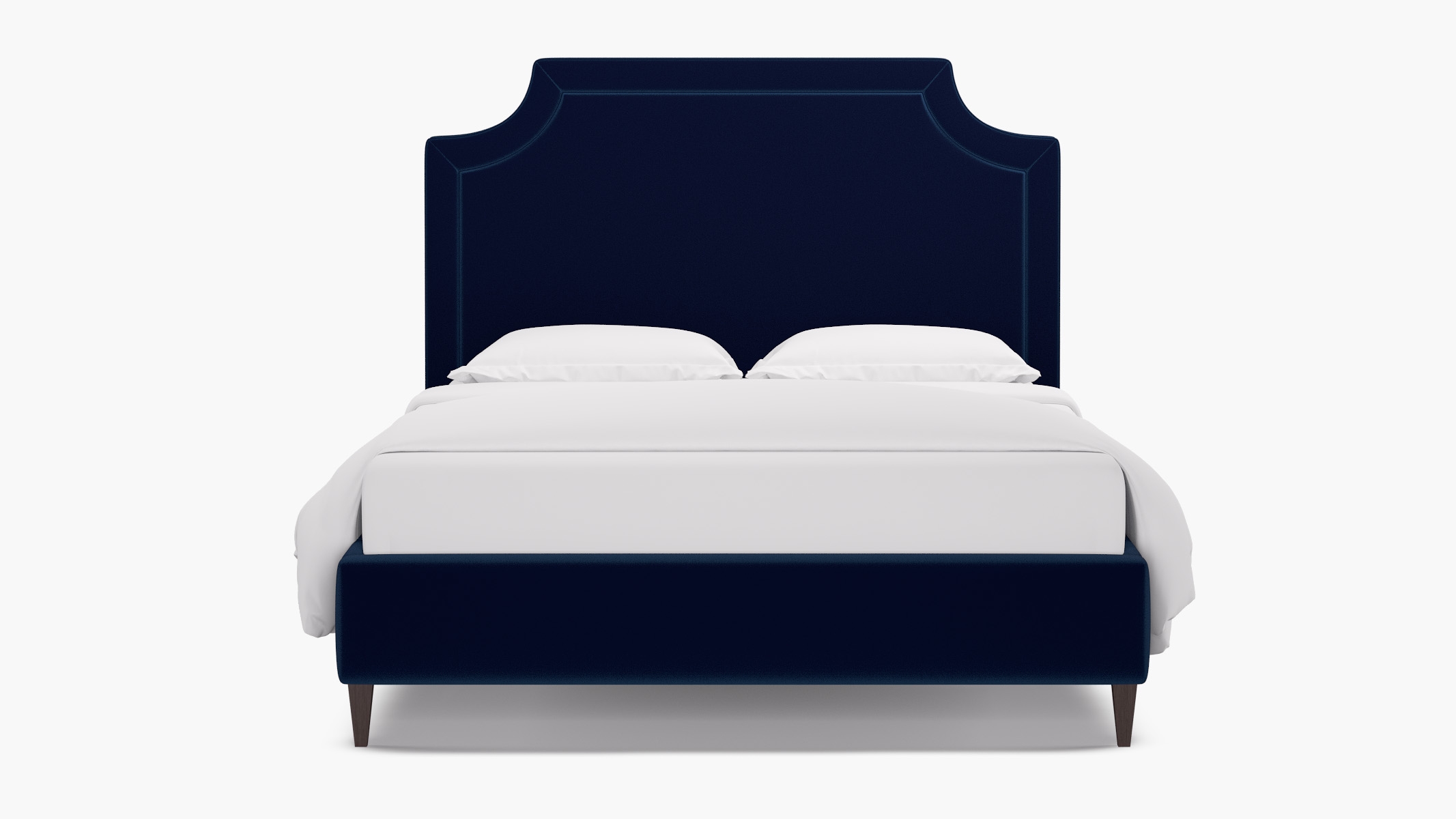 Deco Bed, Navy Performance Velvet, Espresso Square Tapered Leg, King - Image 0