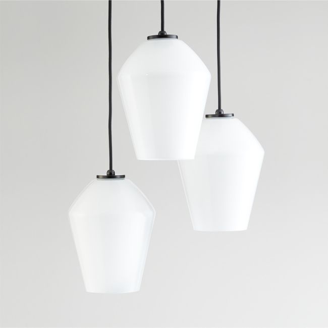 Arren Black 3-Light Round Pendant with Angled Milk Glass Shades - Image 0
