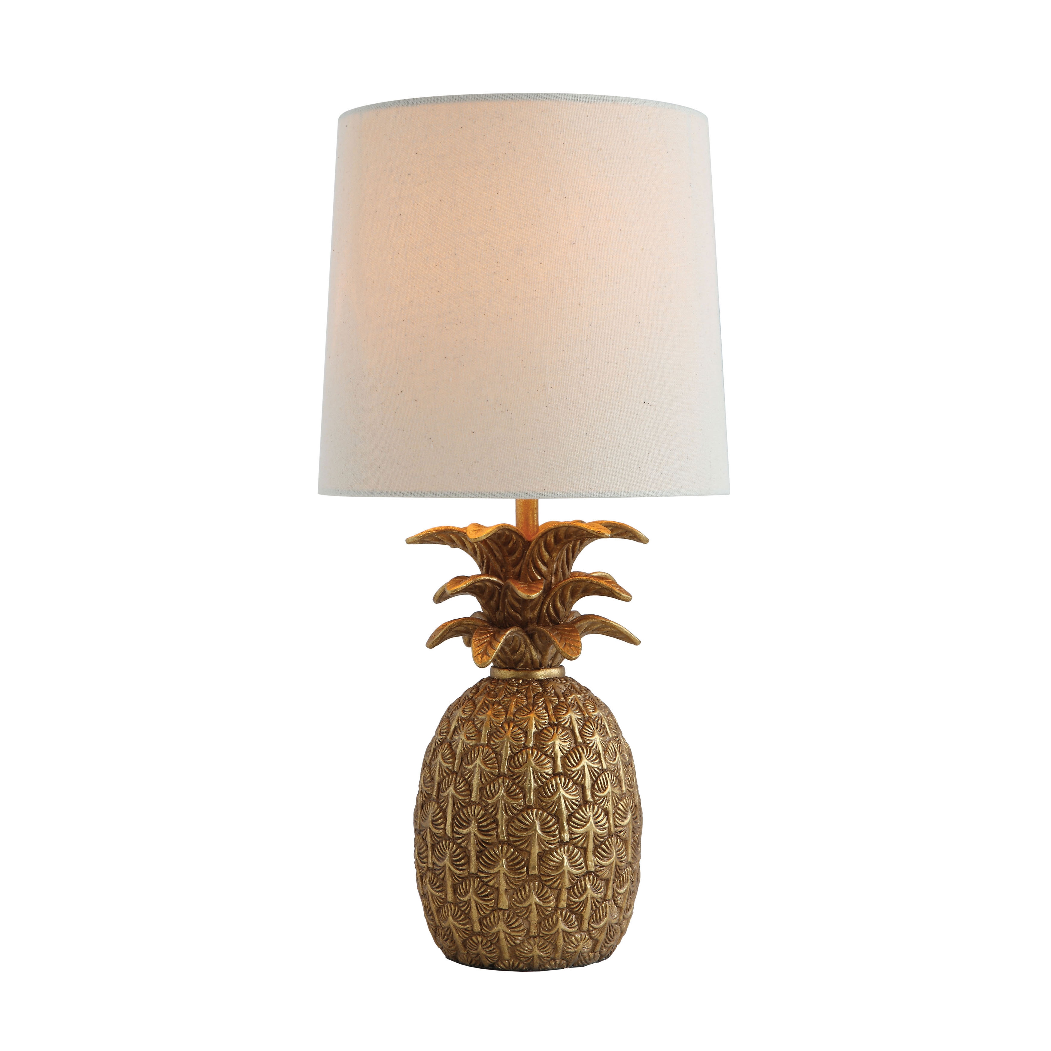 Resin Pineapple Shaped Table Lamp with Distressed Finish & Linen Shade - Image 0