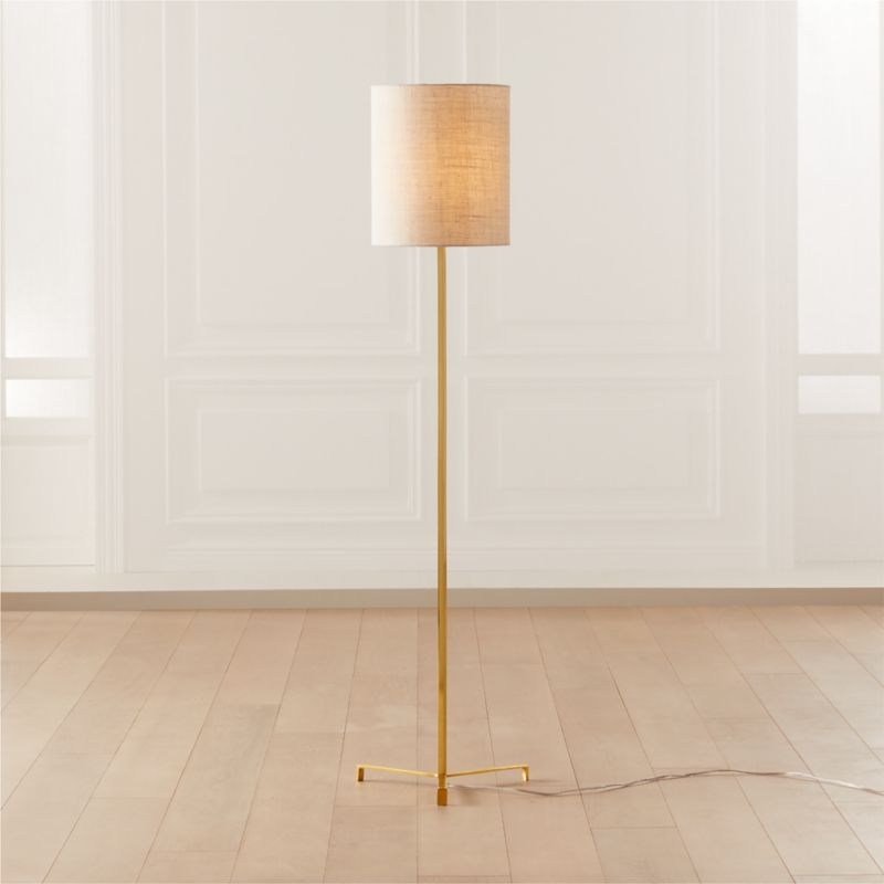 Kendo Floor Lamp with Jute Shade, Polished Brass - Image 2