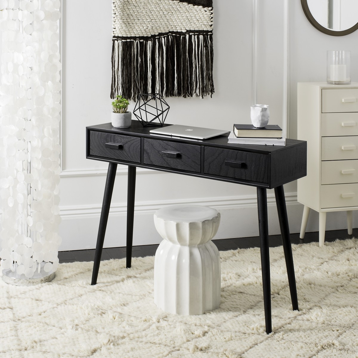 Albus 3 Drawer Console Table - Black - Arlo Home - Image 2