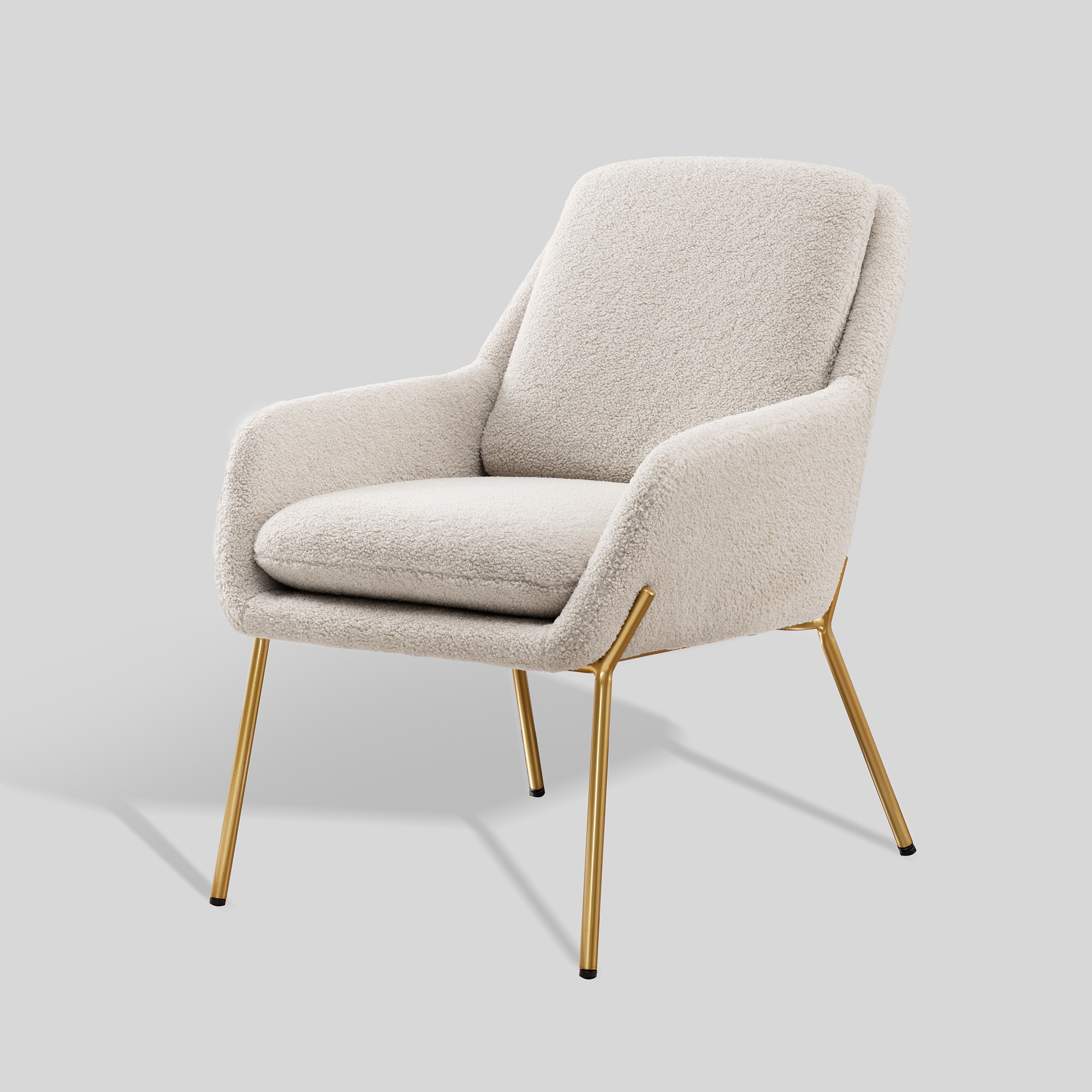 Contemporary Upholstered Accent Chair - Cream/ Gold - Image 2