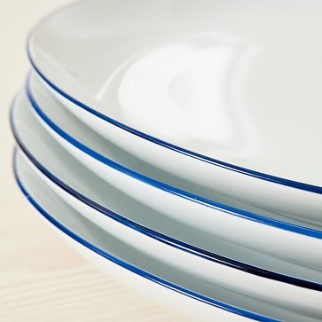 Organic Rimmed Salad Plate, Set of 4, True Blue Rim - Image 1