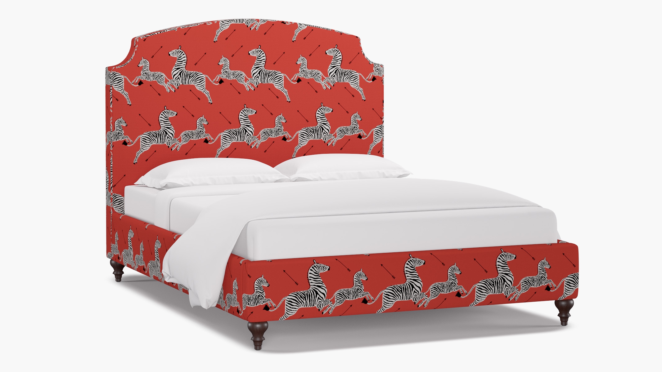 Cove Bed, Coral Zebra, Espresso Traditional Turned Leg, Twin - Image 1