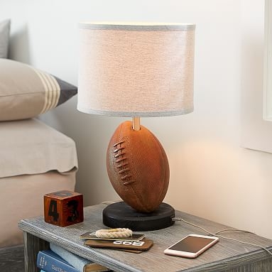 Football Table Lamp with USB, Brown - Image 2
