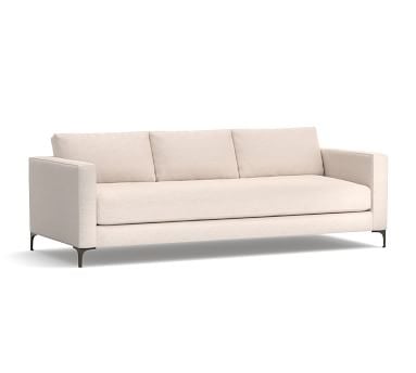 Jake Upholstered Loveseat 70" with Brushed Nickel Legs, Polyester Wrapped Cushions, Performance Heathered Basketweave Navy - Image 5