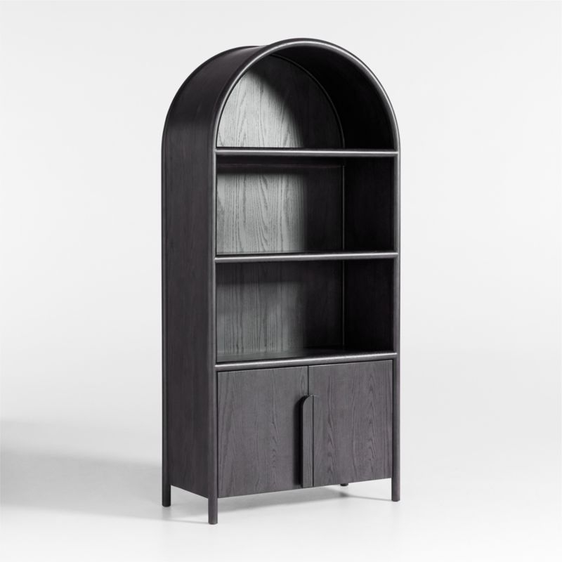 Annie 38" Charcoal Brown Wood Storage Bookcase with Shelves by Leanne Ford - Image 2