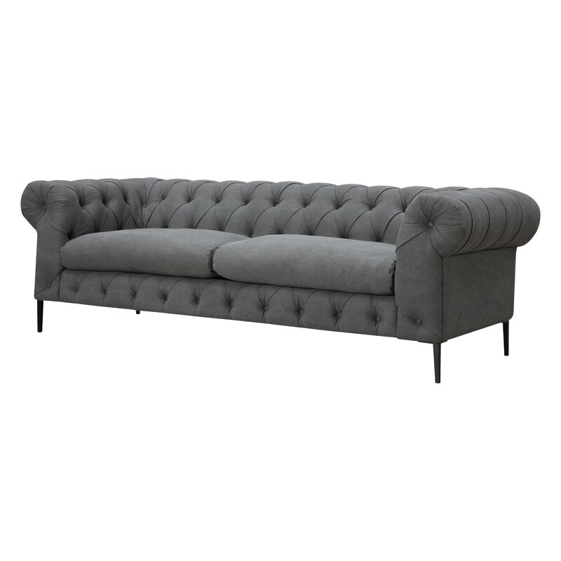 Canal Chesterfield Sofa Cotton Blend Fabric: Grey - Image 0