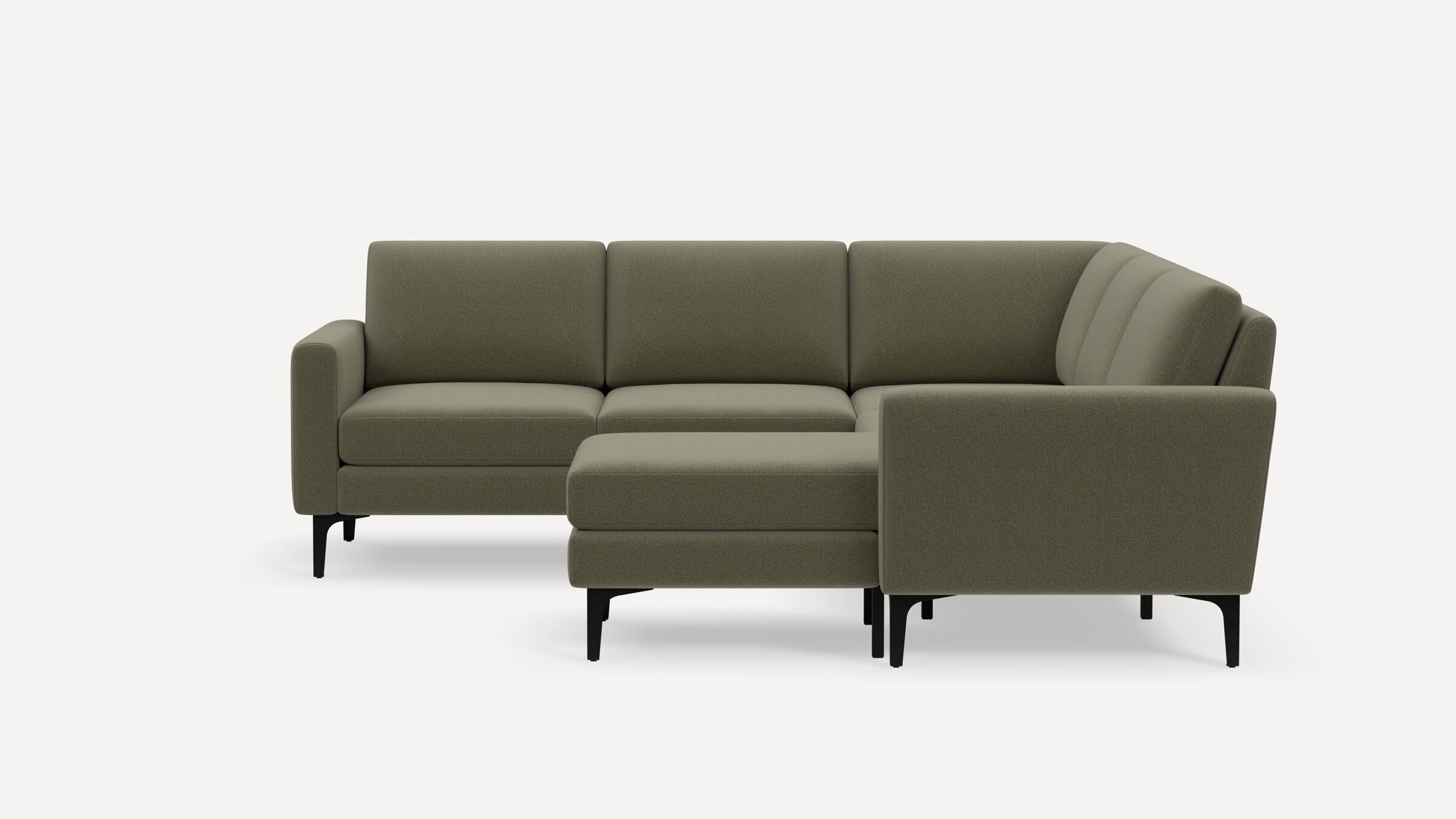 Nomad 5-Seat Corner Sectional with Chaise - Moss Green - Performance Flatweave / Black - Metal / Block - Image 0