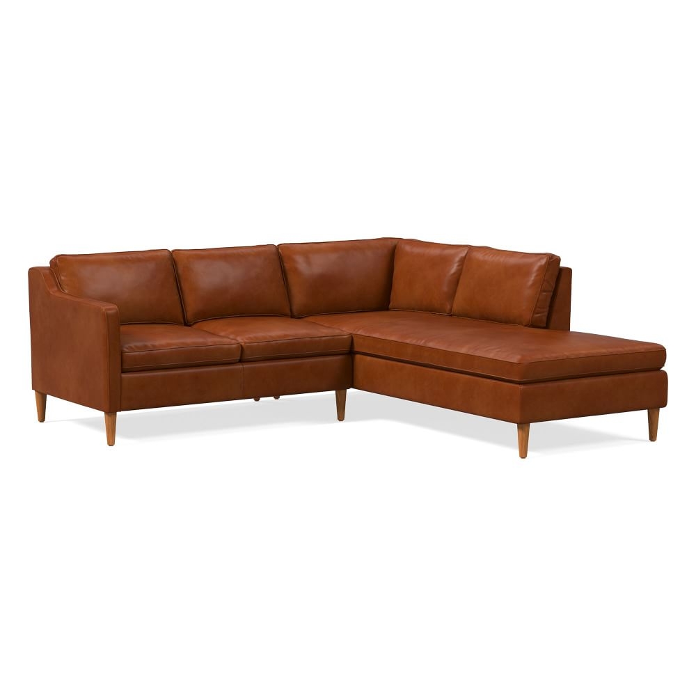 Hamilton 88" Right 2-Piece Bumper Chaise Sectional, Vegan Leather, Saddle, Almond - Image 0