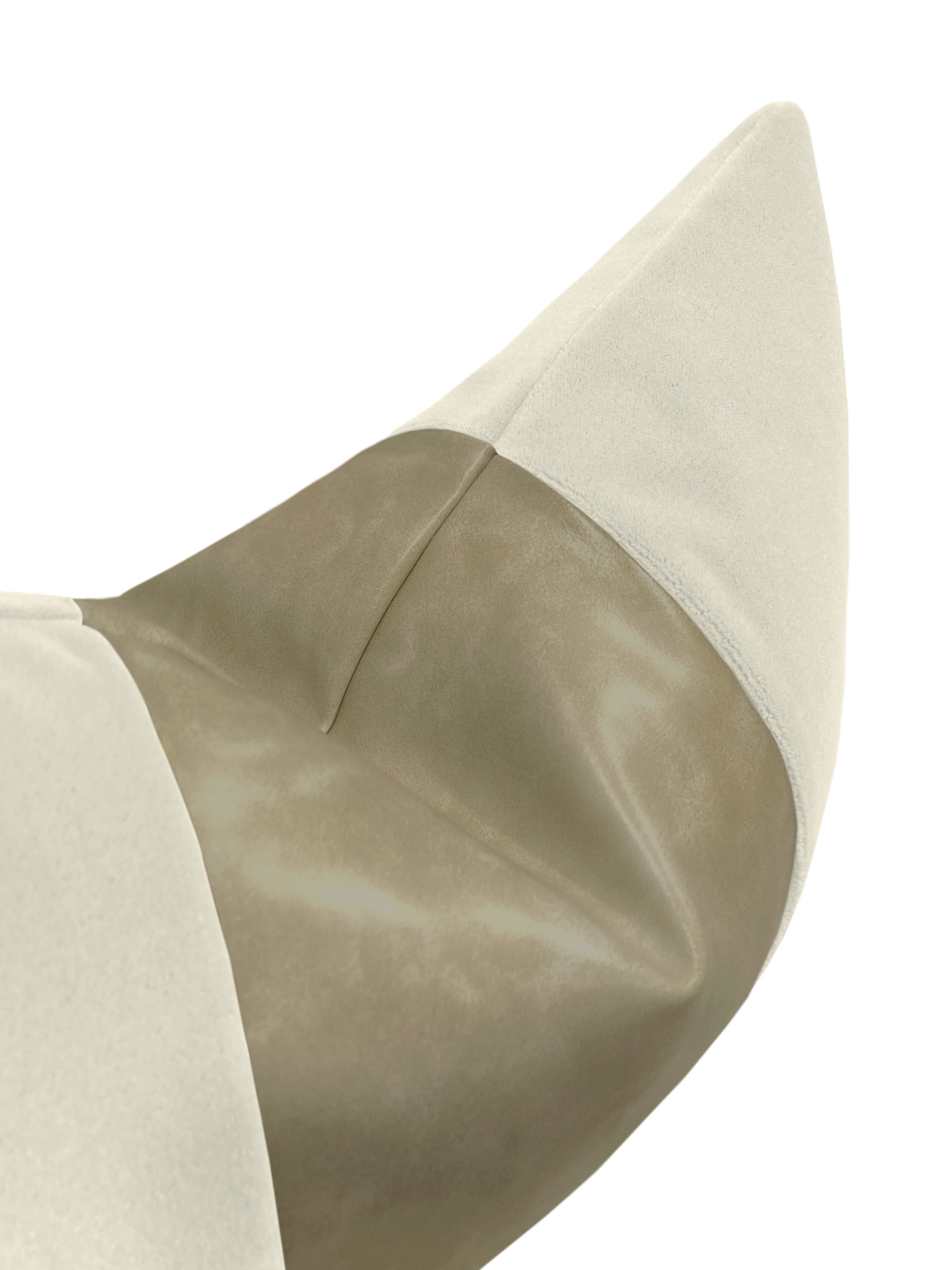 THE LITTLE LUMBAR :: MOHAIR VELVET // MARBLE  + FAUX LEATHER // STONE - LITTLE LUMBAR 12" X 18" - Image 2