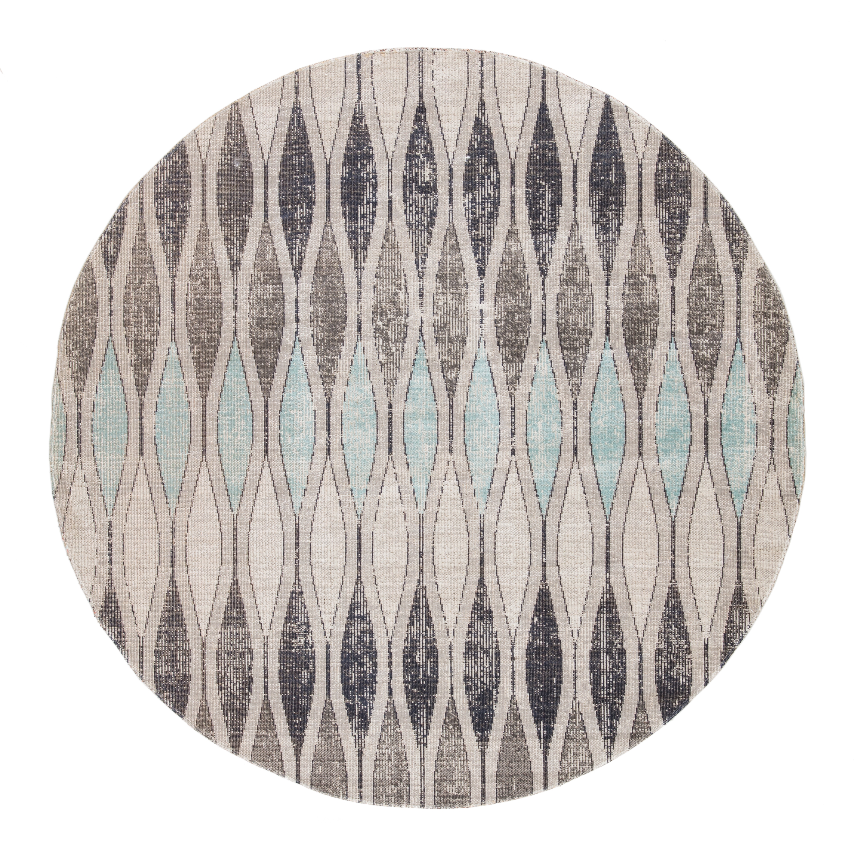 Norwich Indoor/ Outdoor Geometric Gray/ Blue Round Area Rug (7'10"X7'10") - Image 0